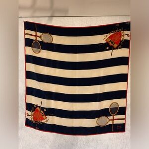 Ralph Lauren Silk Scarf Tennis Navy Red White 26‘